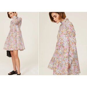 Munthe Mini Dress Floral Long Sleeve size 42/10 Boho Flirty Cottage Spring Date